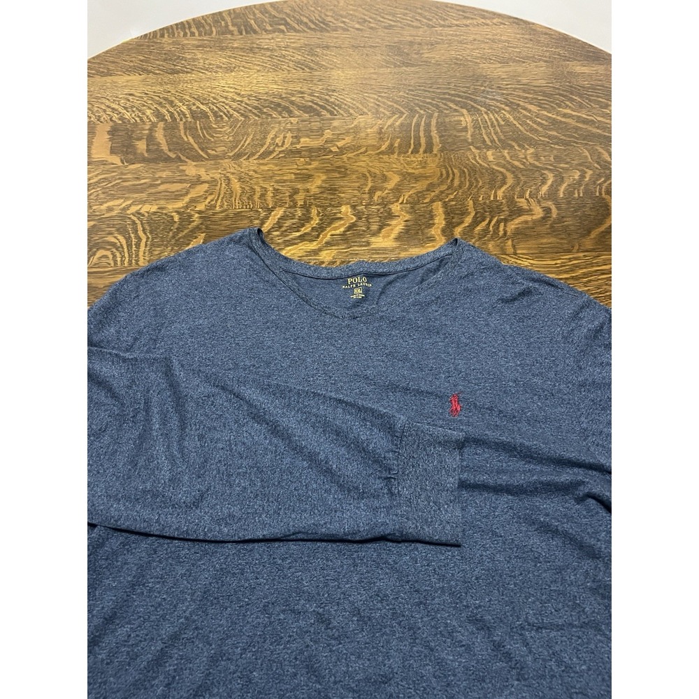 Polo Ralph Lauren Long Sleeve T Shirt Mens 2XL Gray Red Pony Cotton Crew Neck